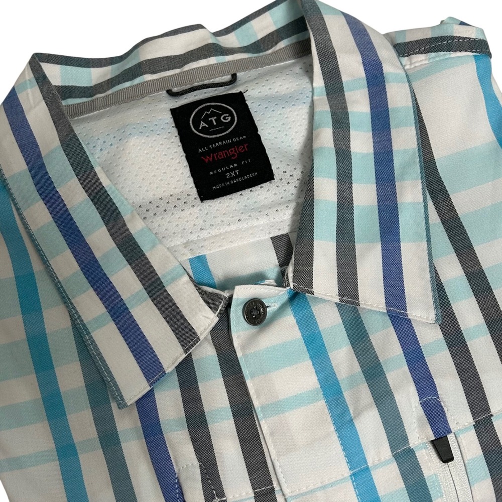 ATG Wrangler All‎ Terrain Gear 2XLT Plaid Short Sleeve Button Up Vented Shirt